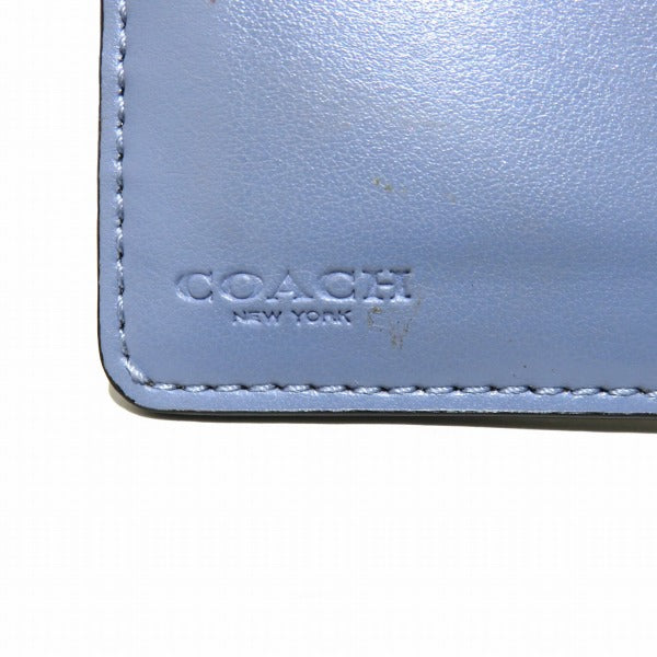 Coach Signature PVC Canvas Leather Bifold Wallet F23553 in Good Condition