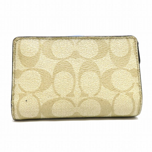 Coach Signature PVC Canvas Leather Bifold Wallet F23553 in Good Condition