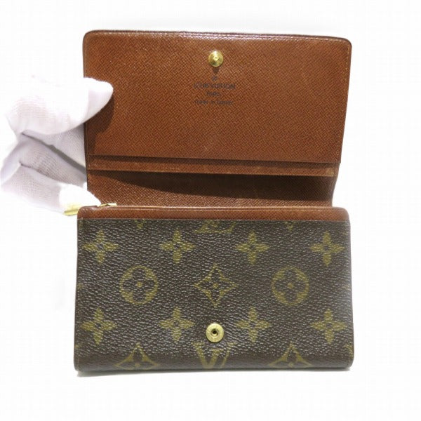 Louis Vuitton Monogram Portomone Bie Tresor Bifold Wallet M61730 in Fair Condition