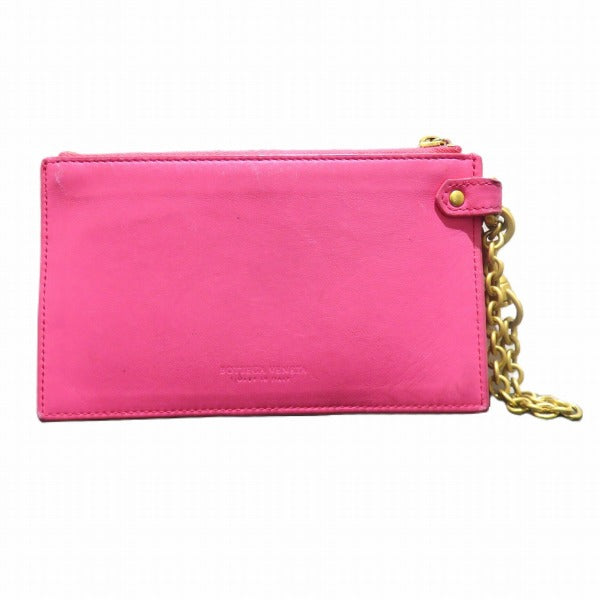 Bottega Veneta Pink Leather Wallet with Chain for Women in Good Condition