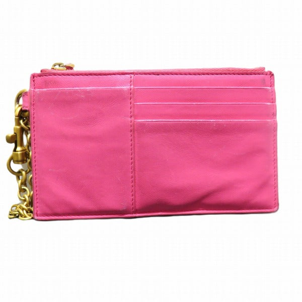 Bottega Veneta Pink Leather Wallet with Chain for Women in Good Condition