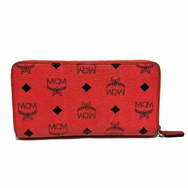 MCM PVC Leather Round Zipper Long Wallet in Good Condition