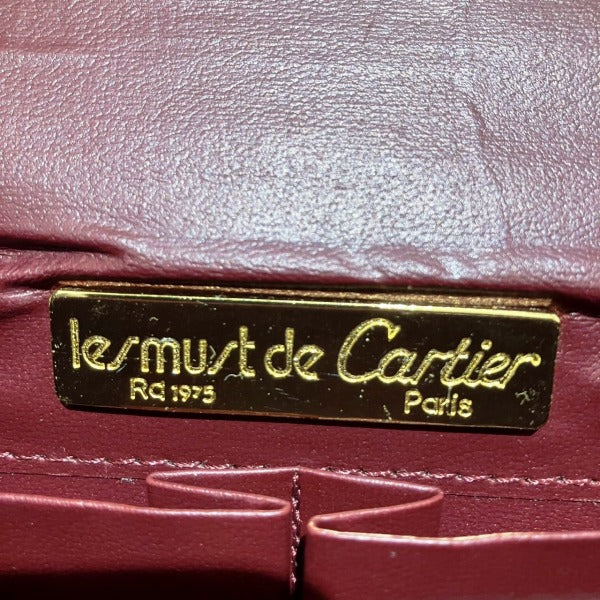 Cartier Must Line Bordeaux Leather Clutch Bag in Good Condition