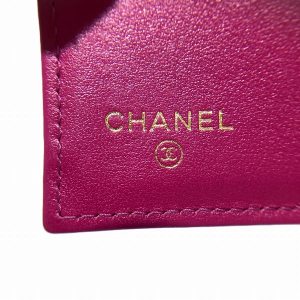 Chanel Leather Coco Mark Trifold Wallet A70796 in Good Condition