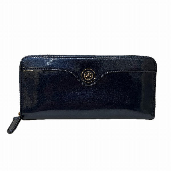 Kitamura Blue Round Zipper Long Wallet for Women