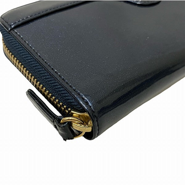 Kitamura Blue Round Zipper Long Wallet for Women in Good Condition