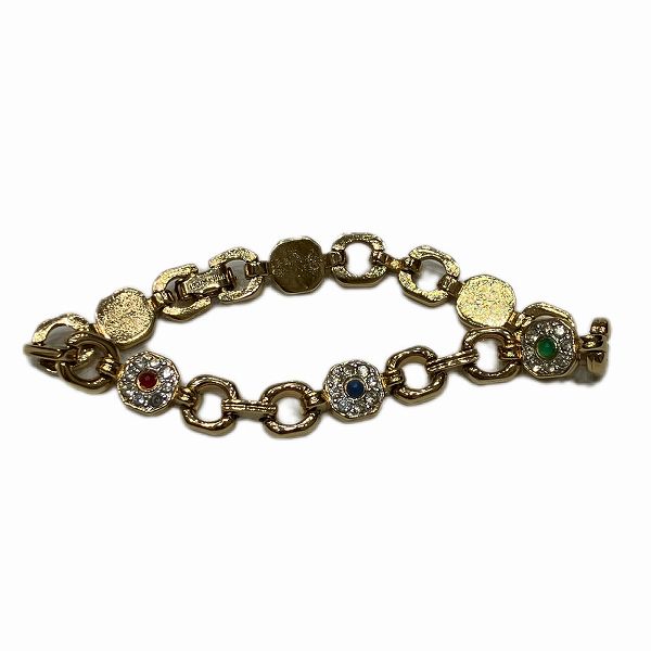 Nina Ricci Bracelet for Women, GP×Rhinestone, 18cm×0.8cm in Good Condition