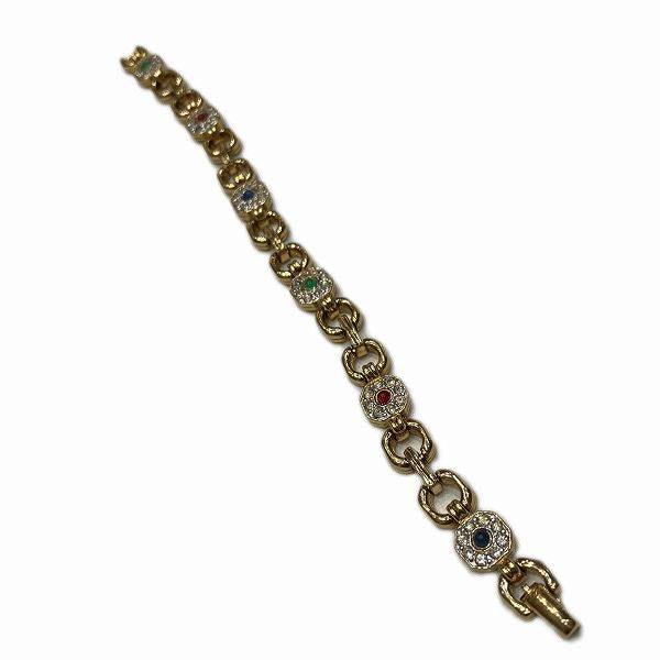 Nina Ricci Bracelet for Women, GP×Rhinestone, 18cm×0.8cm in Good Condition