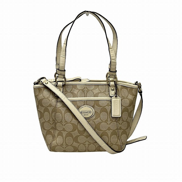 Coach Peyton Signature 2WAY Handbag F20097 in Good Condition