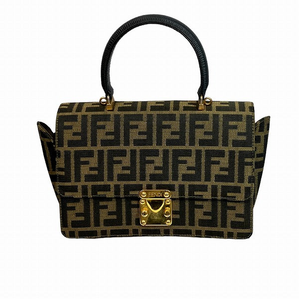 Fendi Zucca Canvas Leather Handbag