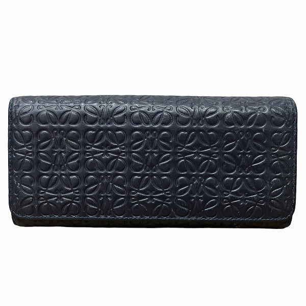 Loewe Leather Embossed Flap Long Wallet Bifold G0501EQ017-G0517 in Good Condition