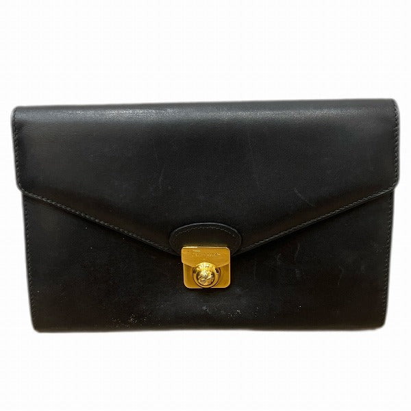 Salvatore Ferragamo Leather Clutch Wallet Black