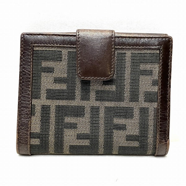 Fendi Zucca Canvas Leather Bifold Wallet in Good Condition