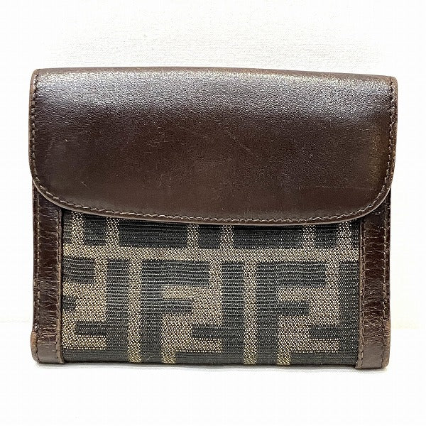 Fendi Zucca Canvas Leather Bifold Wallet in Good Condition