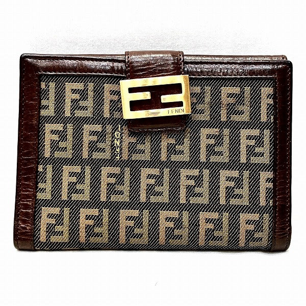 Fendi Zucchino Canvas Leather Bifold Wallet