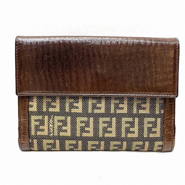 Fendi Zucchino Canvas Leather Bifold Wallet