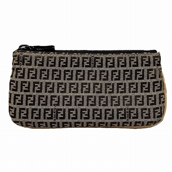 Fendi Zucchino Canvas Leather Coin Case in Great Condition