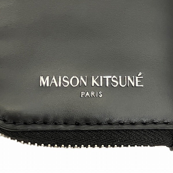 Maison Kitsune Black Leather Wallet Coin Case Unisex in Good Condition