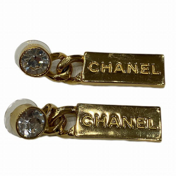 Chanel Gold Stone Plate Earrings L21V in Good Condition