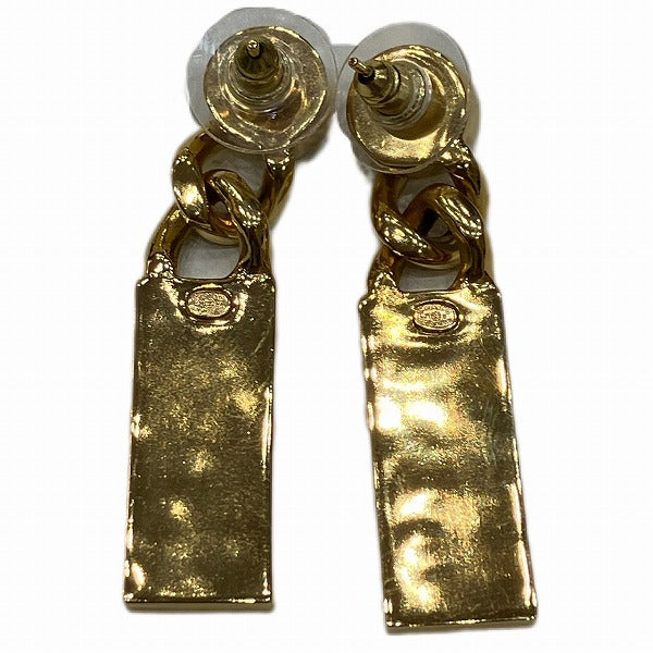 Chanel Gold Stone Plate Earrings L21V