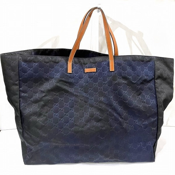 Gucci Nylon Canvas Leather Tote Bag 286198 in Fair Condition