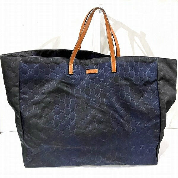 Gucci Nylon Canvas Leather Tote Bag