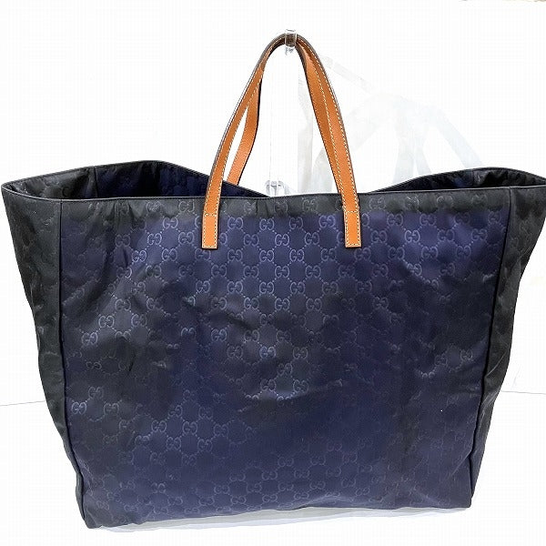 Gucci Nylon Canvas Leather Tote Bag 286198 in Fair Condition