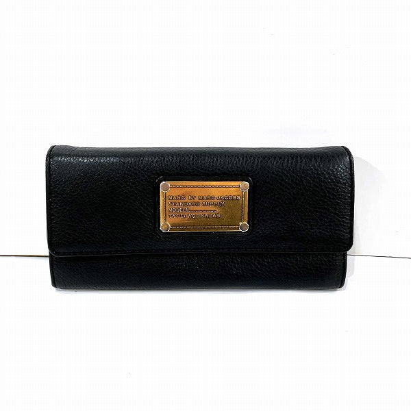 Marc by Marc Jacobs Leather Black Long Wallet Unisex in Good Condition