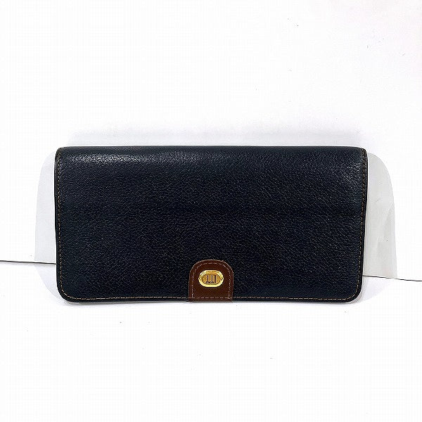 Dunhill Leather Navy Long Wallet in Good Condition