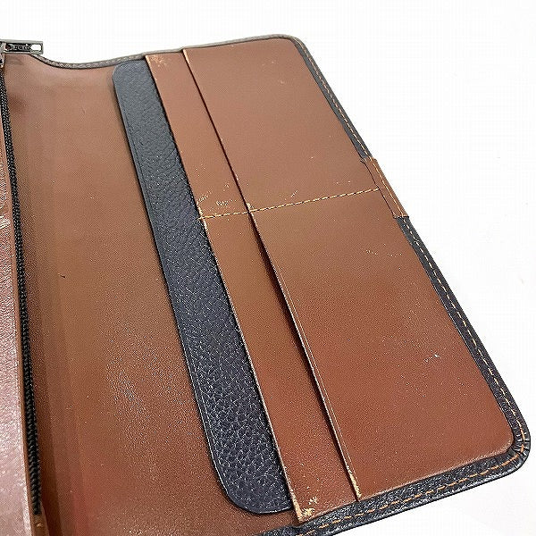 Dunhill Leather Navy Long Wallet in Good Condition