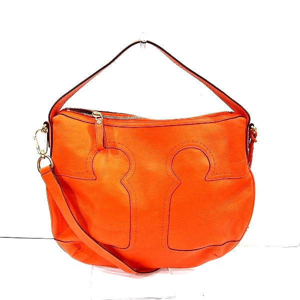 Tory Burch 2way Orange Leather Handbag Shoulder Bag in Good Condition