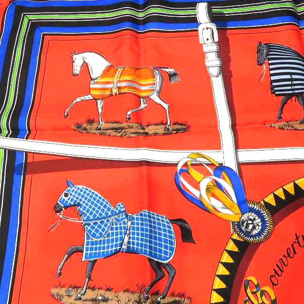 Hermes Silk Scarf Carré 90 Horse Print in Good Condition