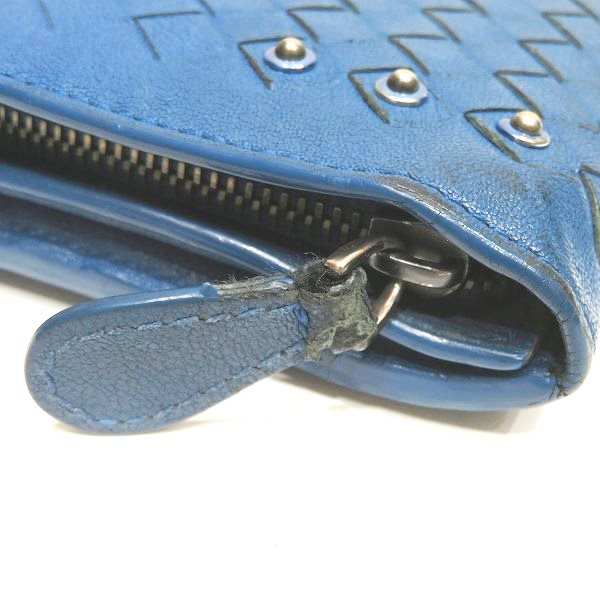 Bottega Veneta Leather Intrecciato Studs Flap Long Wallet in Good Condition