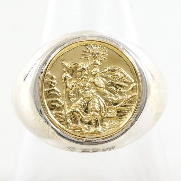 BUNNEY St. Christopher Signet Ring K18 Yellow Gold Silver in Excellent Condition