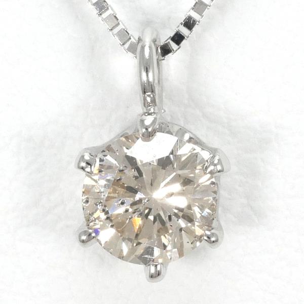 Necklace with 1 Diamond (D0.401ct), K18 White Gold for Women (Used) in Excellent Condition