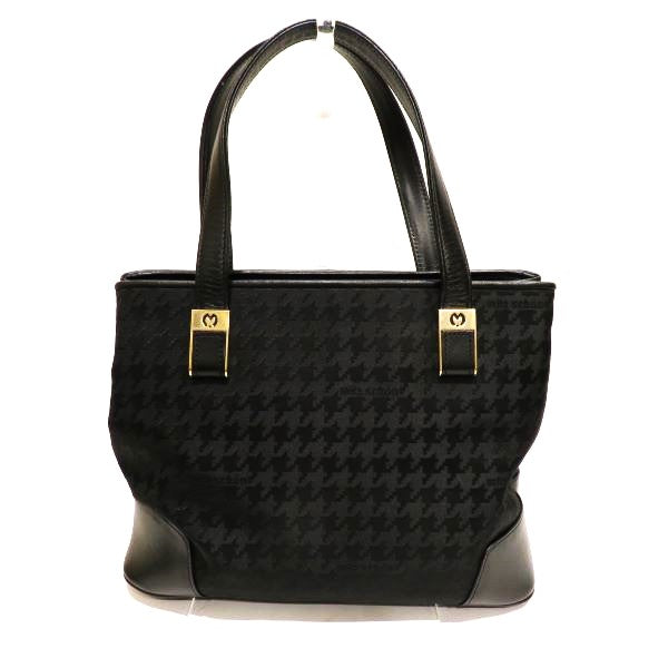 Mila Schon Houndstooth Handbag Nylon Leather in Good Condition