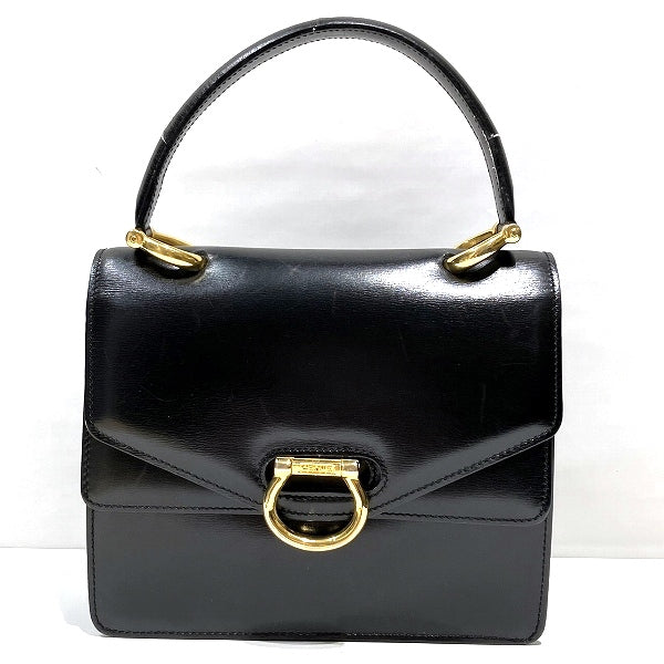 Celine Double Flap Leather Black Handbag in Fair Condition