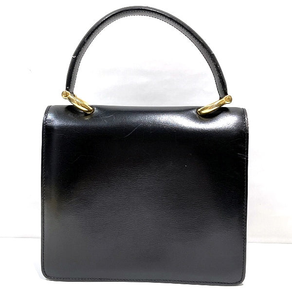 Celine Double Flap Leather Black Handbag in Fair Condition