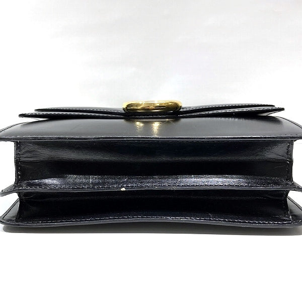 Celine Double Flap Leather Black Handbag in Fair Condition