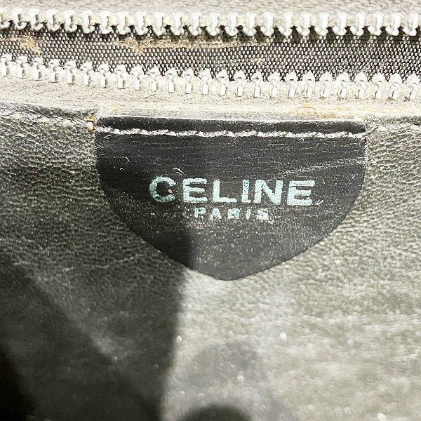 Celine Double Flap Leather Black Handbag in Fair Condition