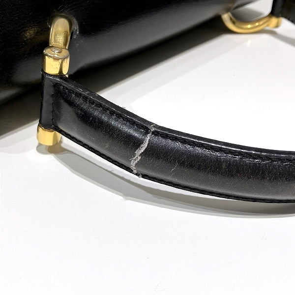 Celine Double Flap Leather Black Handbag in Fair Condition