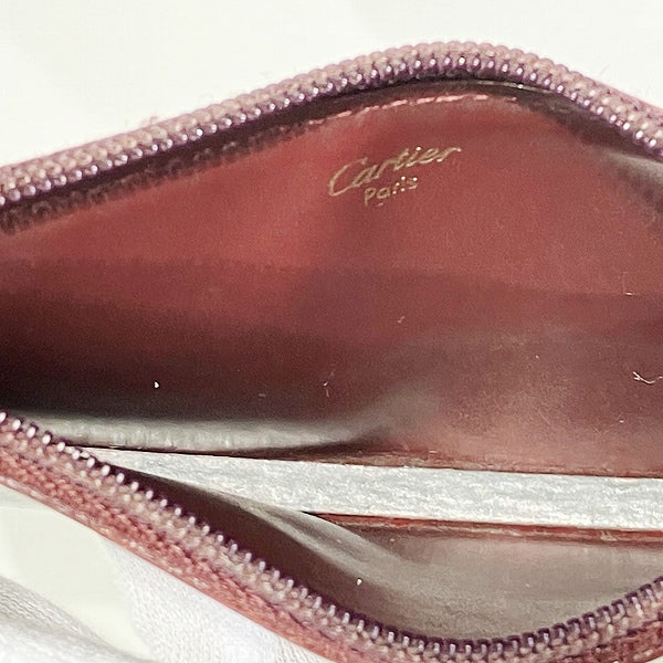 Cartier Must Bordeaux Leather Wallet Coin Case in Good Condition