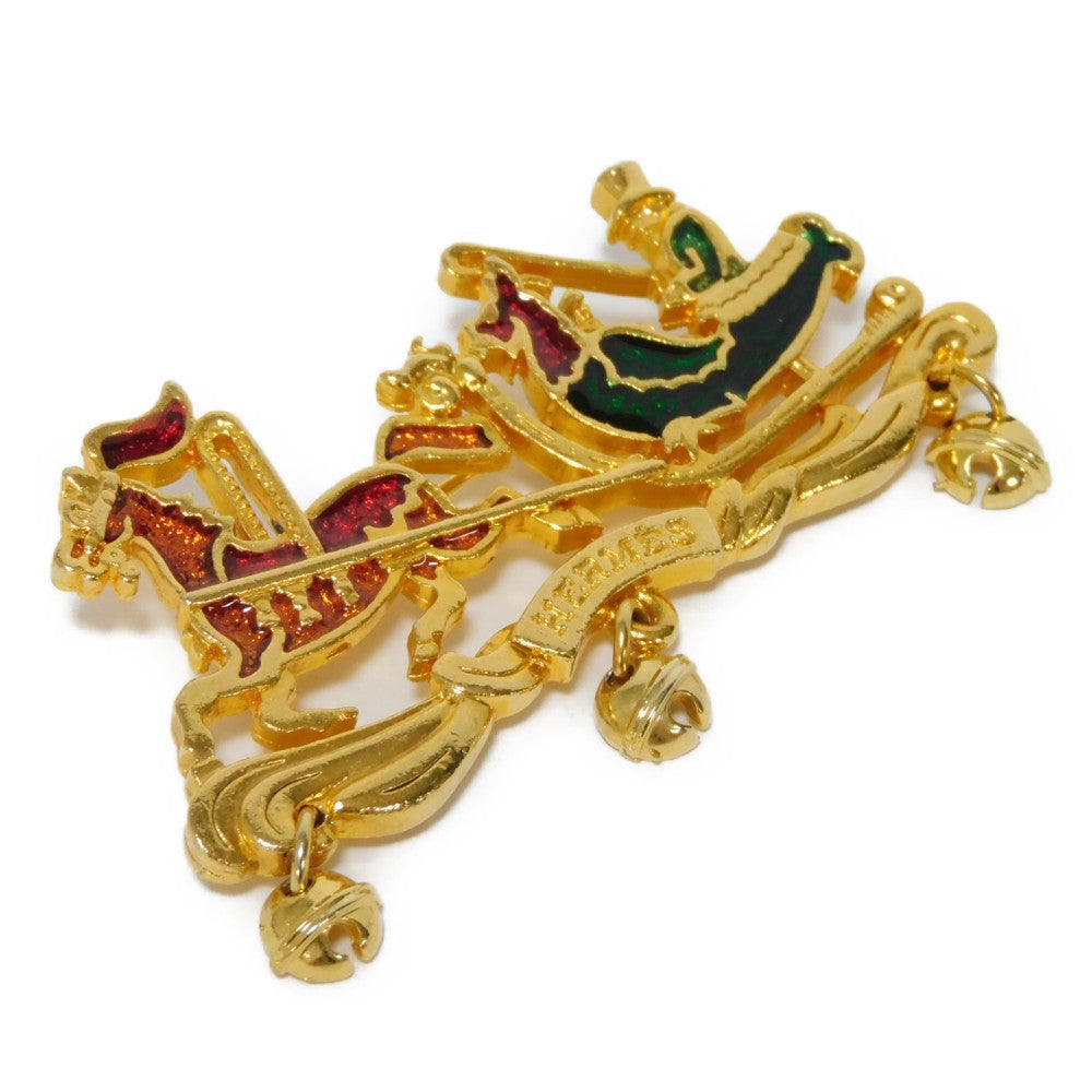 Hermes Santa Claus Cloisonne Brooch