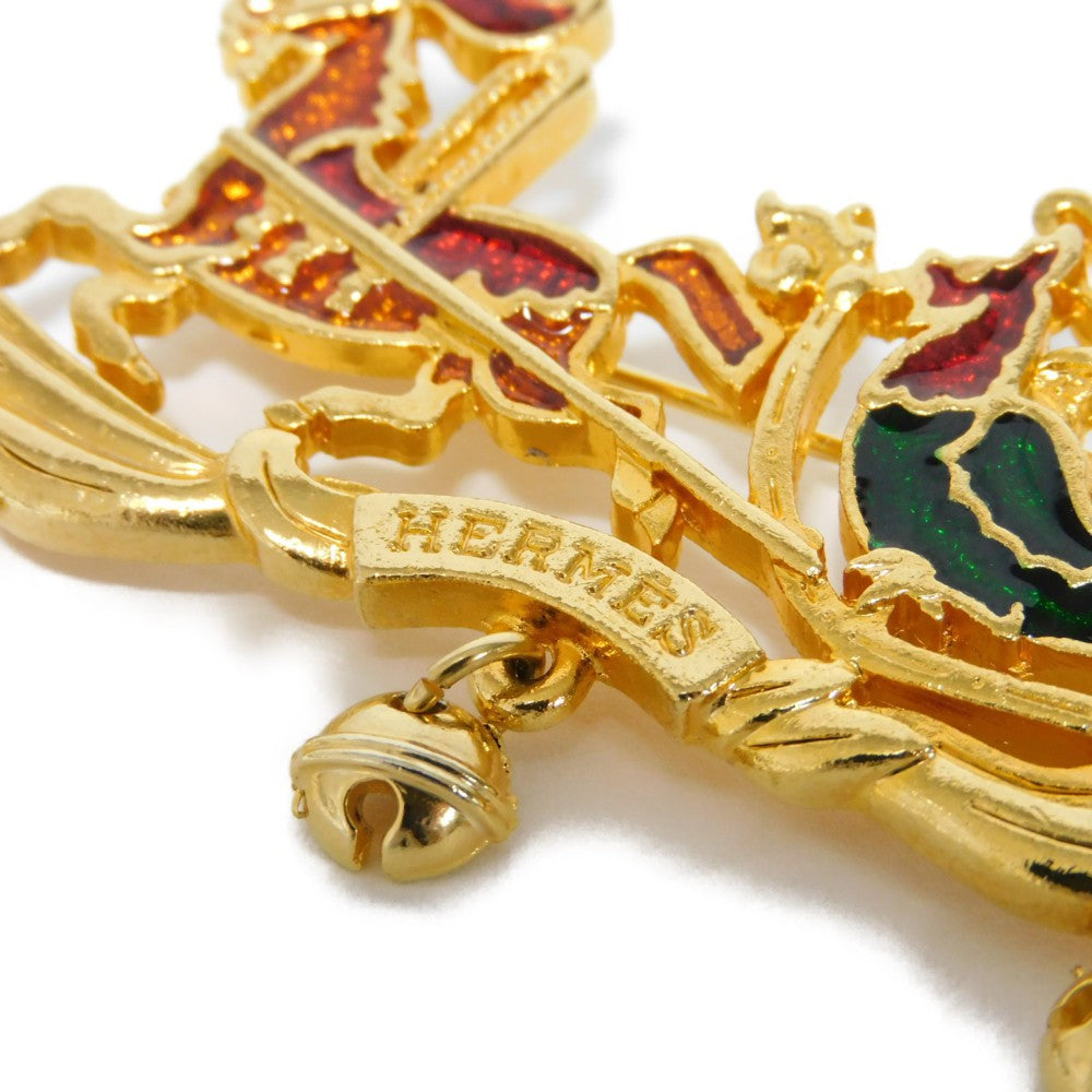 Hermes Santa Claus Cloisonne Brooch