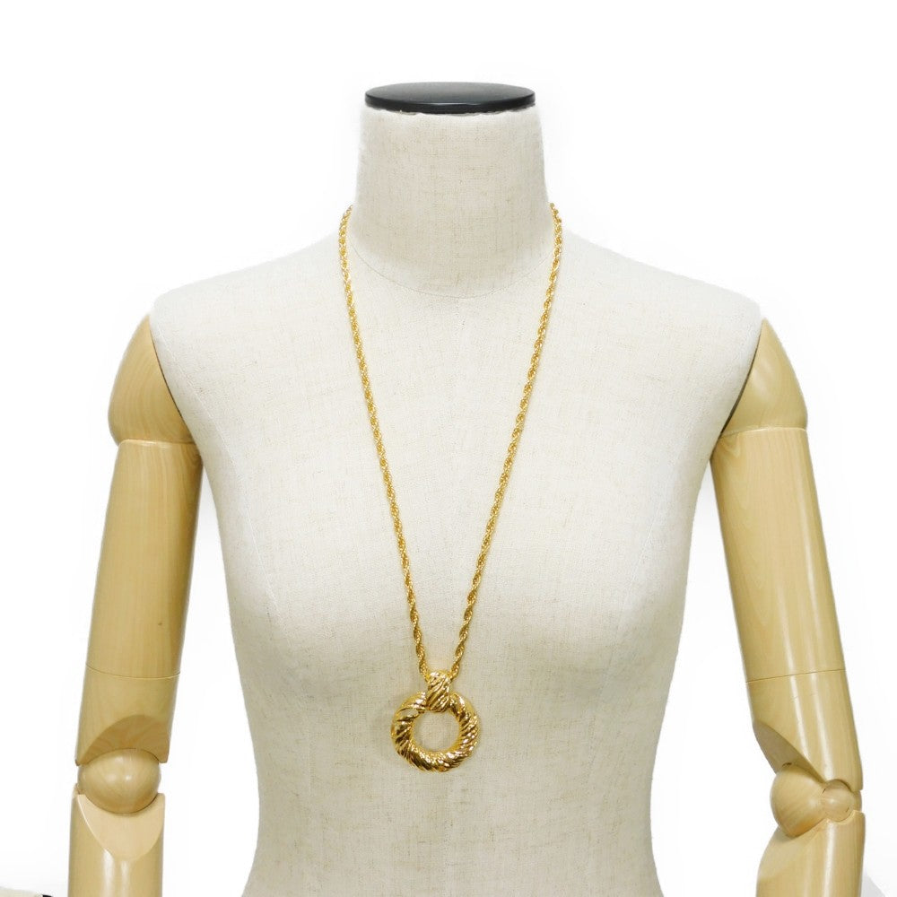 Yves Saint Laurent Round Twist Circle Pendant Necklace