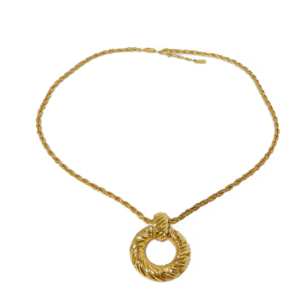 Yves Saint Laurent Round Twist Circle Pendant Necklace