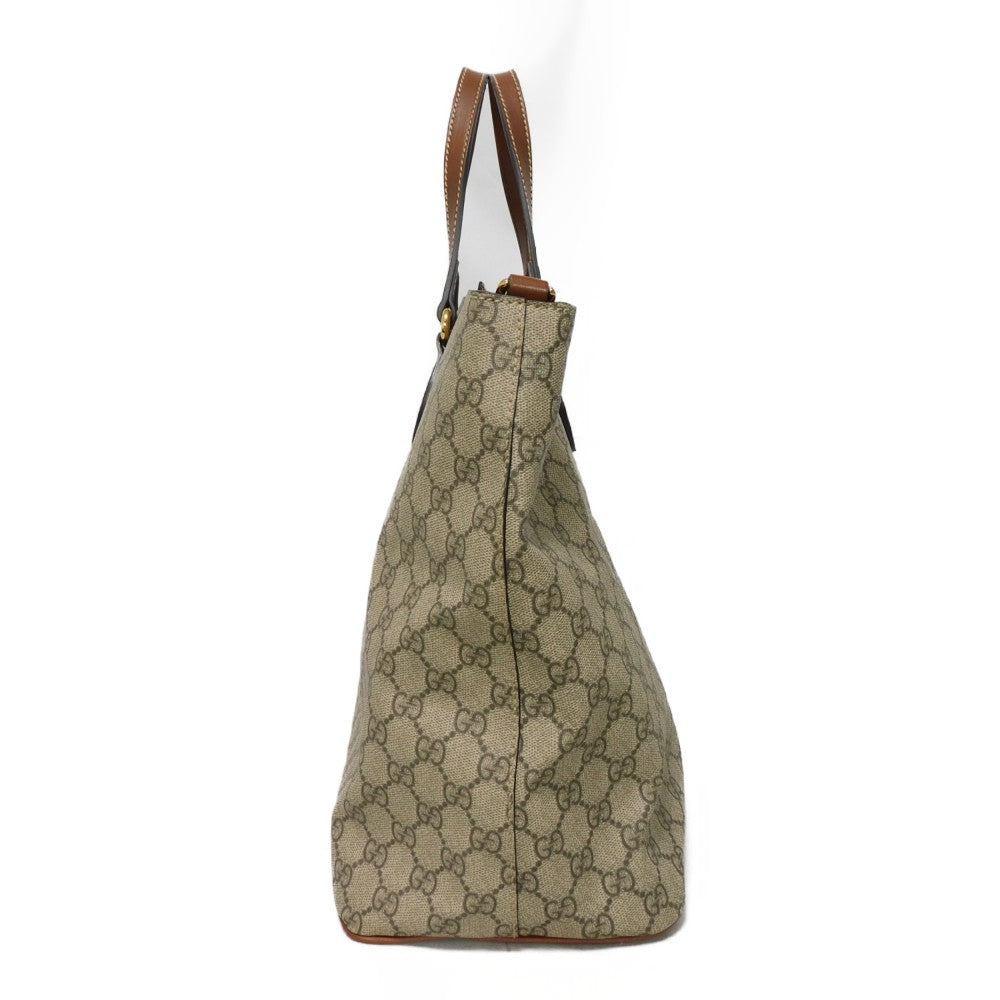 Gucci GG Supreme Canvas Leather Tote Bag