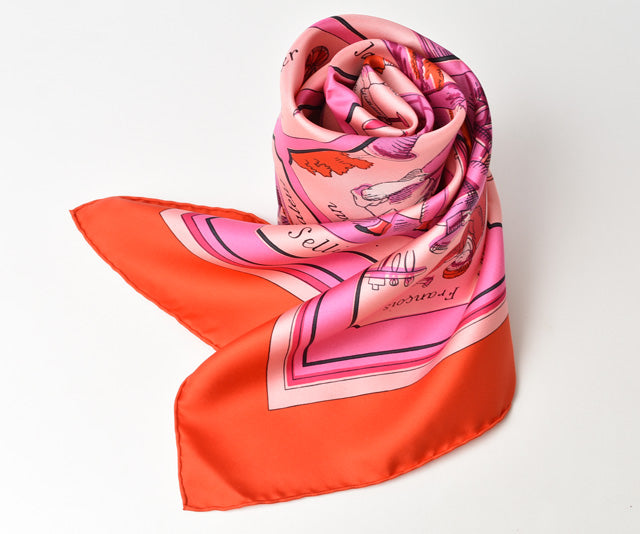 Hermes 100% Silk Scarf 88x88 cm Carre 90 Red/Pink 201020-7 in Pristine Condition