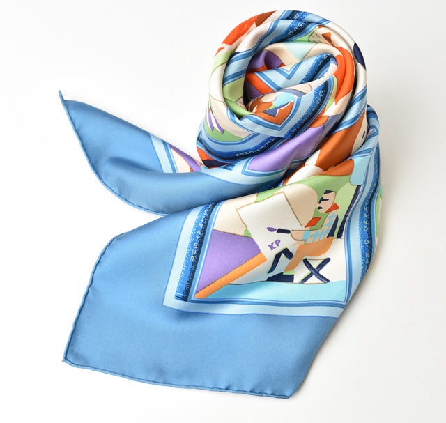 Hermes Silk Scarf Light Blue in Pristine Condition