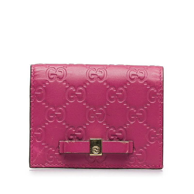 Gucci Leather Bow Bifold Wallet Card Case 406924